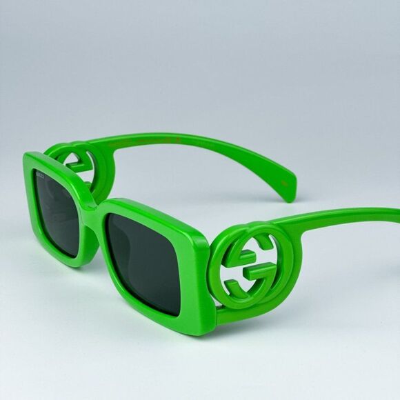 NEW Gucci GG1325S 009 Acid Green Grey Rectangle Unisex Sunglasses GG 1325S - Picture 7 of 11
